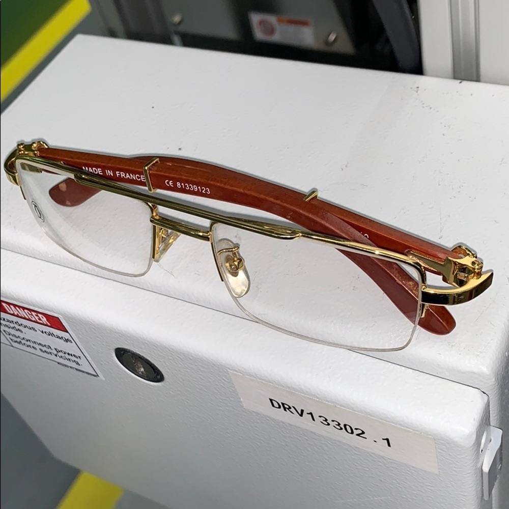 Cartier Rimless Wood Frame Glasses